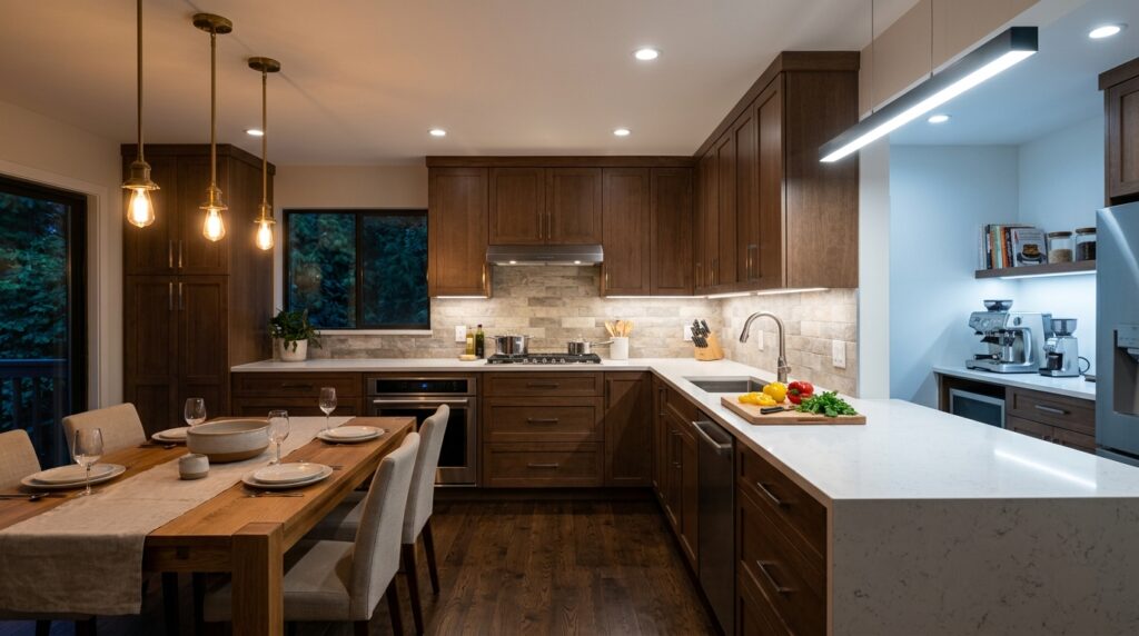 Designer de interiores ensina como valorizar a decoração da cozinha usando a temperatura de cor das lâmpadas para destacar os ambientes sem investir em móveis novos