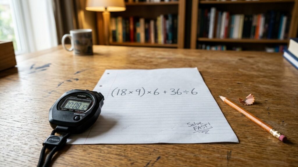 A maioria não consegue resolver esta conta em 8 segundos: quanto é (18 × 9) × 6 + 36 ÷ 6?