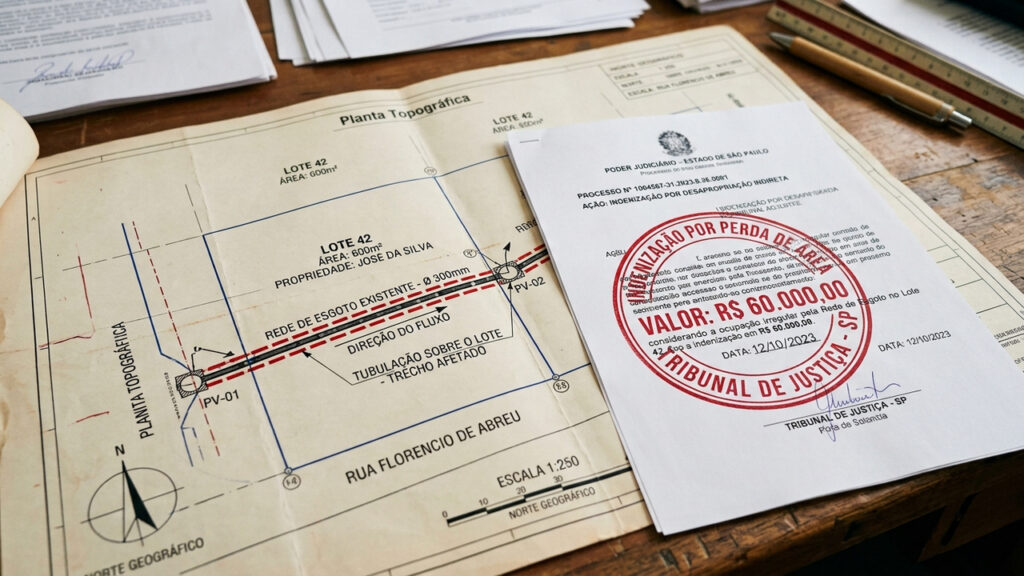 Casal compra terreno de R$ 60 mil, descobre tubulação de esgoto da cidade no meio do lote e Justiça manda a prefeitura indenizar por perda de área