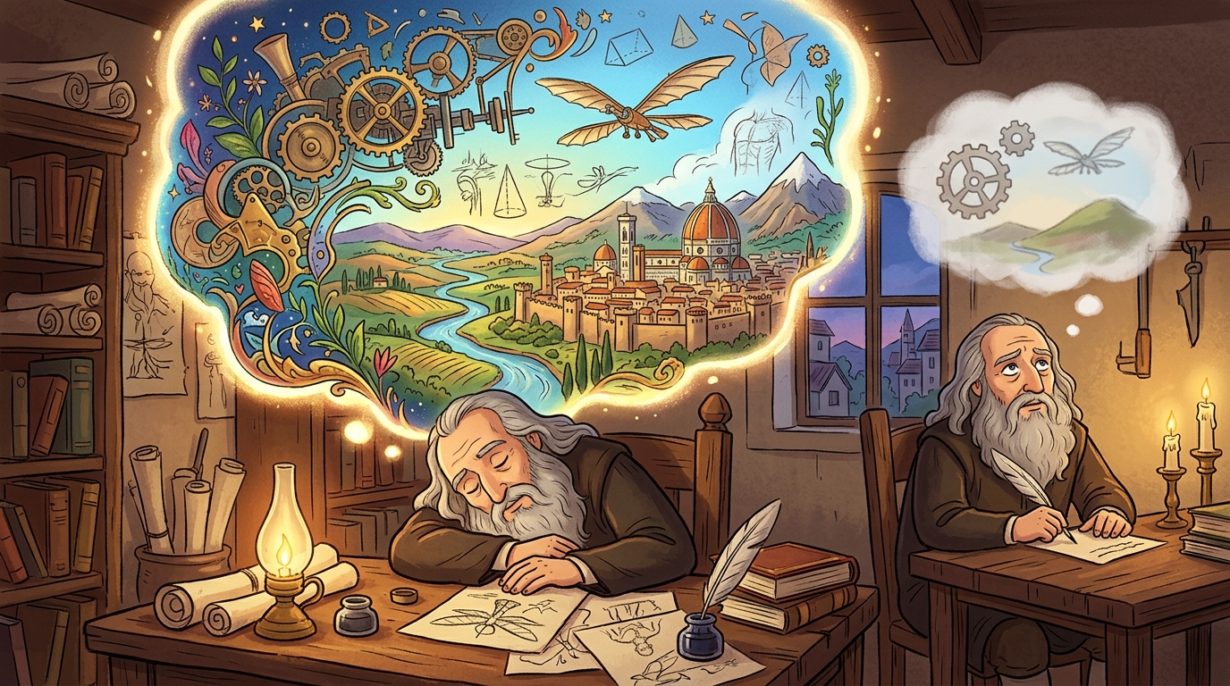 Leonardo Da Vinci: “Por que o olho vê as coisas com mais clareza nos sonhos do que a imaginação quando estamos acordados?”