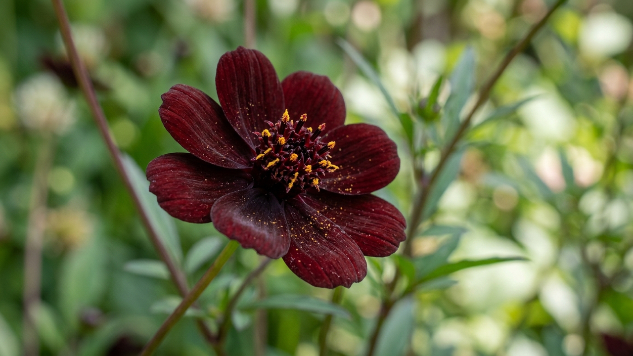 Essa flor exótica nativa do México tem cheiro puro de chocolate ao leite e encanta quem passa perto com suas pétalas aveludadas de cor escura