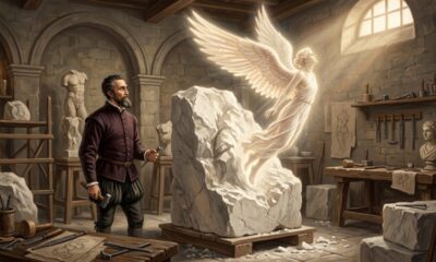 Pensamento de Michelangelo Buonarroti: “O amor é a asa veloz que Deus deu à alma para que ela voe até o céu.” Uma reflexão sobre fé, elevação e sentimento