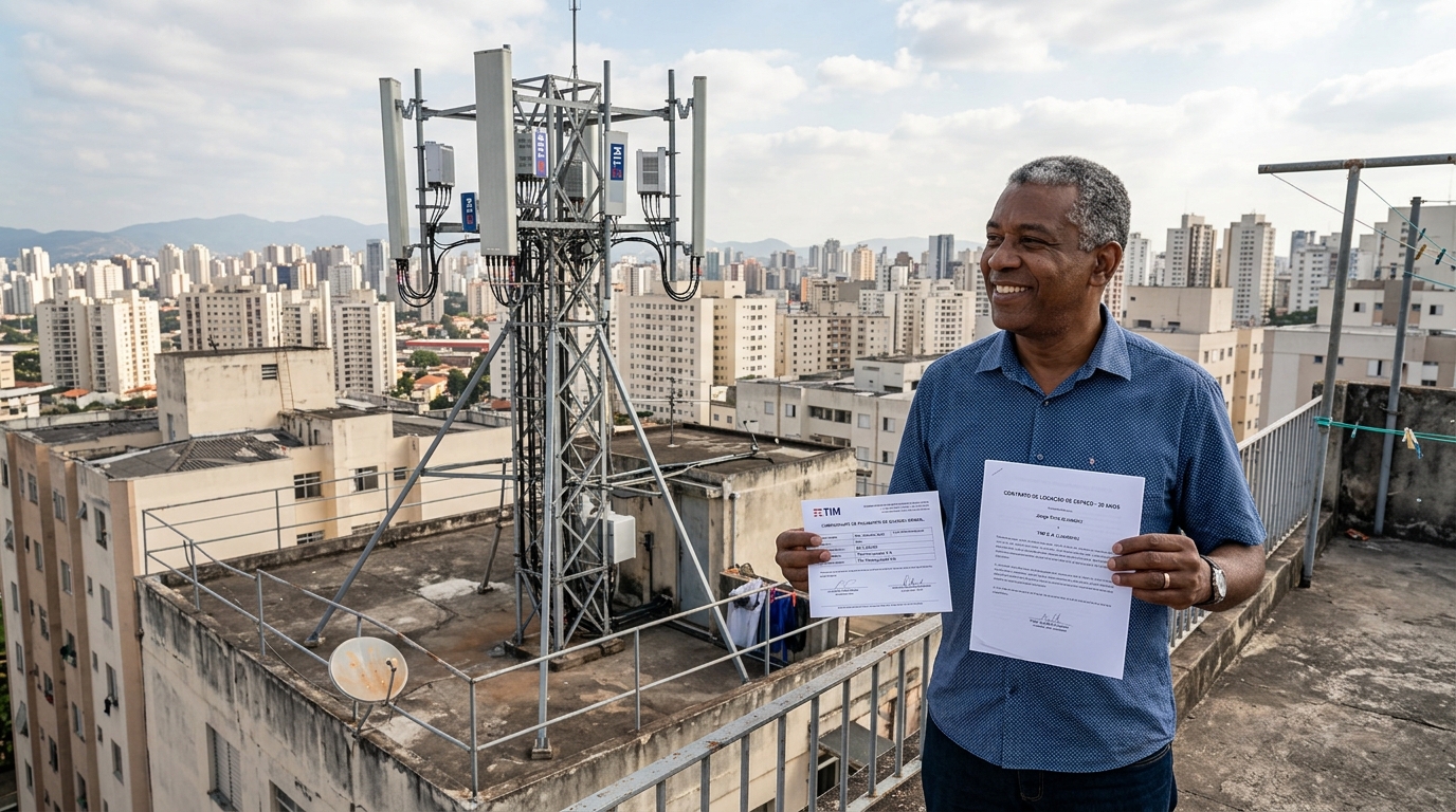Quanto rende alugar o telhado da própria casa para uma empresa instalar antena de telefonia e o que o contrato costuma esconder no prazo de 20 anos
