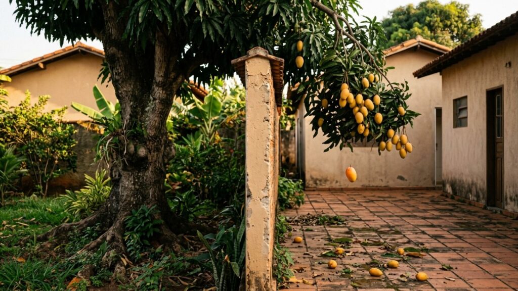 Mangas da árvore do vizinho caem dentro do quintal, dono entra para recolher as frutas e descobre que a lei muda quem é o proprietário depois da queda