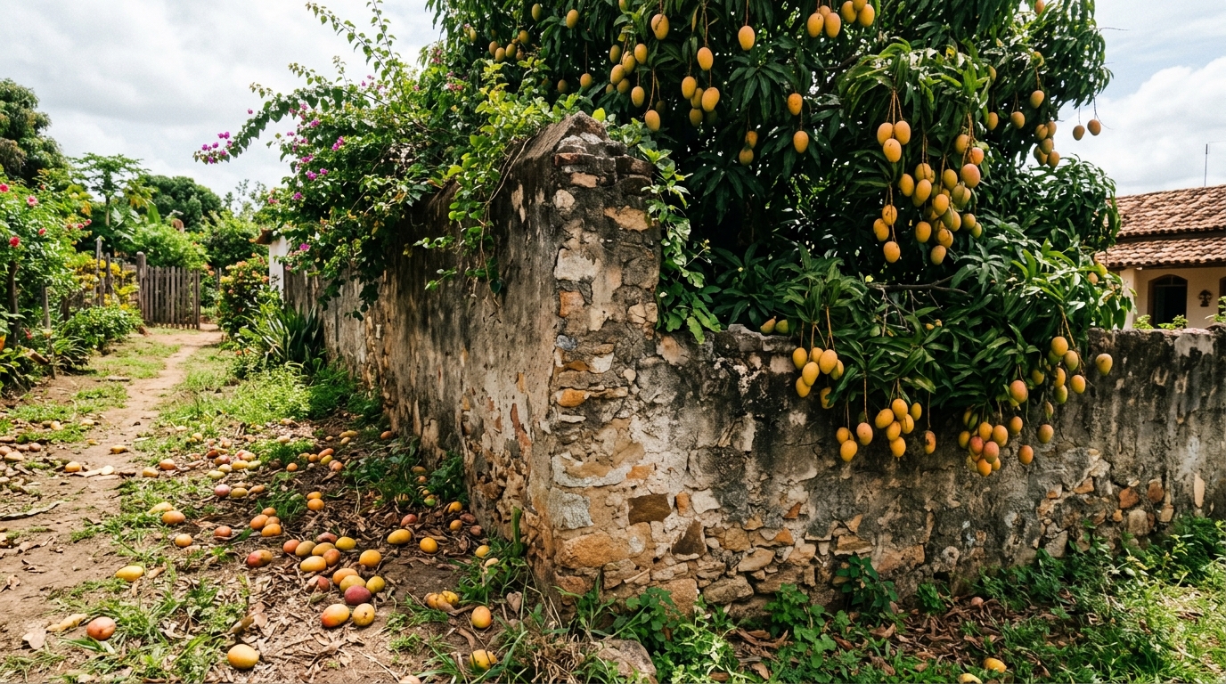 Árvore do vizinho derruba 40 kg de manga no quintal por temporada e o morador descobre de quem é, pela lei, a fruta que cai do outro lado do muro