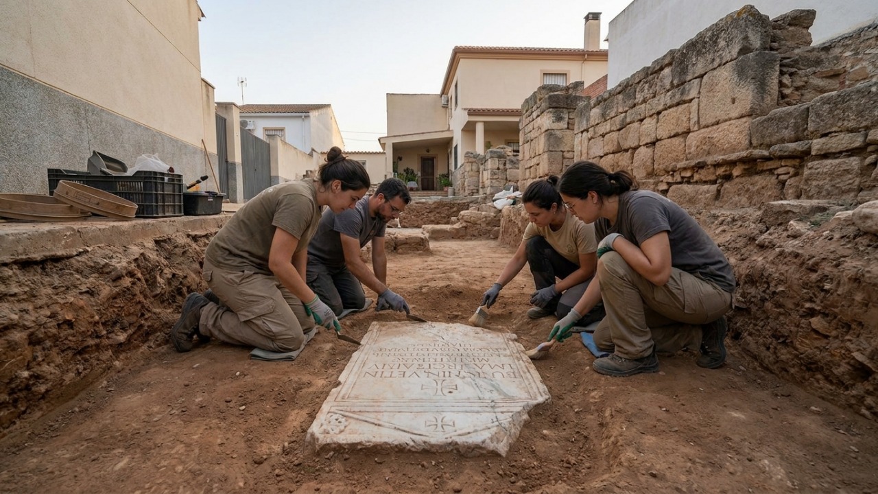 Lápide intacta de menina da alta nobreza morta há mais de 1.500 anos é encontrada no terreno de uma casa na Espanha