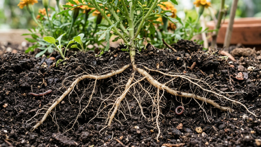 Essa florzinha de canteiro é uma aliada natural na horta: ela repele a praga do mofo do solo e protege as raízes de todas as plantas ao redor