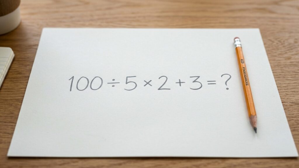 Resolva 100 ÷ 5 × 2 + 3 sem calculadora e prove se sua atenção é maior do que a pressa nessa conta