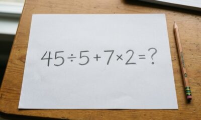 Teste sua atenção com o cálculo 45 ÷ 5 + 7 × 2 e veja se você consegue chegar ao resultado sem se confundir