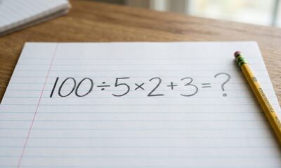 Resolva 100 ÷ 5 × 2 + 3 sem calculadora e prove se sua atenção é maior do que a pressa nessa conta