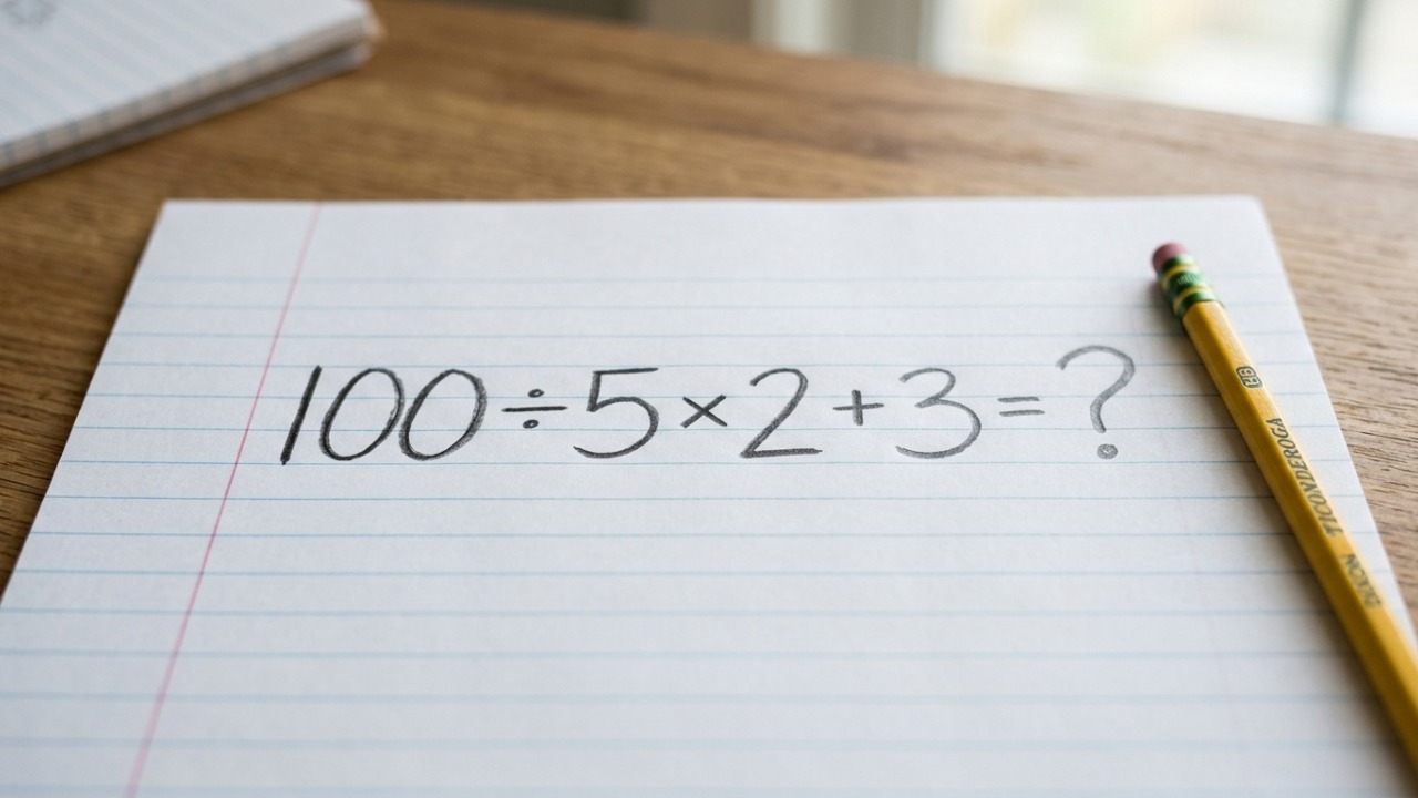 Resolva 100 ÷ 5 × 2 + 3 sem calculadora e prove se sua atenção é maior do que a pressa nessa conta