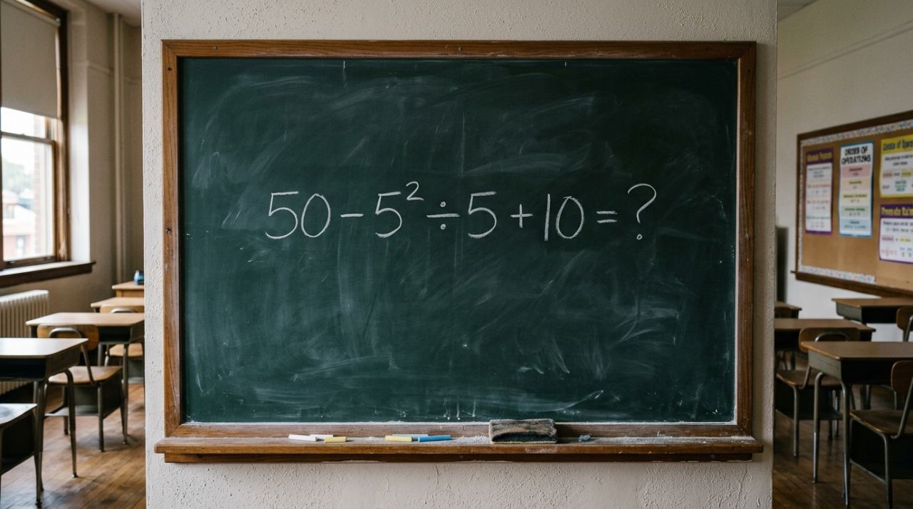 Resolva 50 - 5² ÷ 5 + 10 e descubra se sua memória matemática ainda está em dia