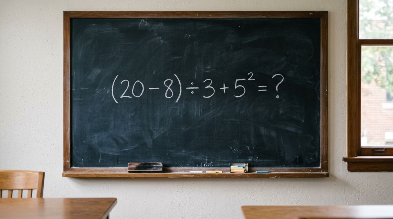 Você consegue resolver (20 − 8) ÷ 3 + 5² sem consultar a calculadora?