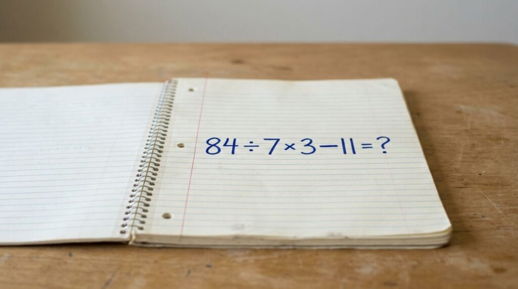 Sem calculadora: você consegue resolver 84 ÷ 7 × 3 − 11 em 30 segundos?