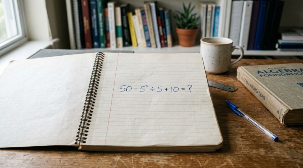 Resolva 50 - 5² ÷ 5 + 10 e descubra se sua memória matemática ainda está em dia