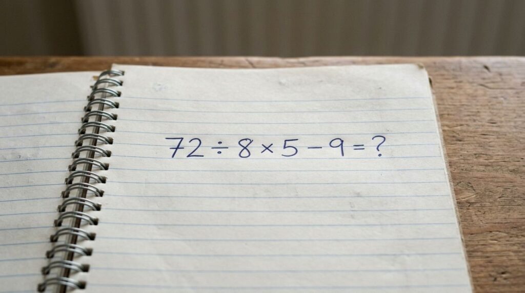 Parece uma conta de escola, mas muita gente erra: 72 ÷ 8 × 5 − 9
