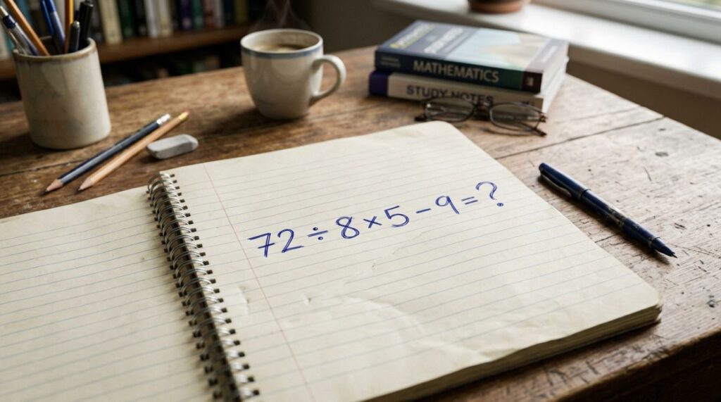 Qual número você encontrou? Resolva sem calculadora: 72 ÷ 8 × 5 − 9