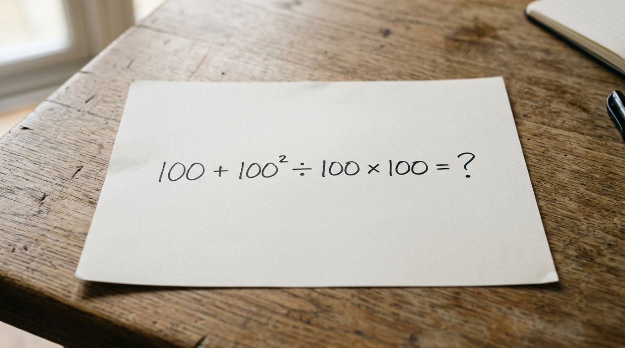 A conta 100 + 100² ÷ 100 × 100 parece coisa de escola, mas exige atenção para não errar