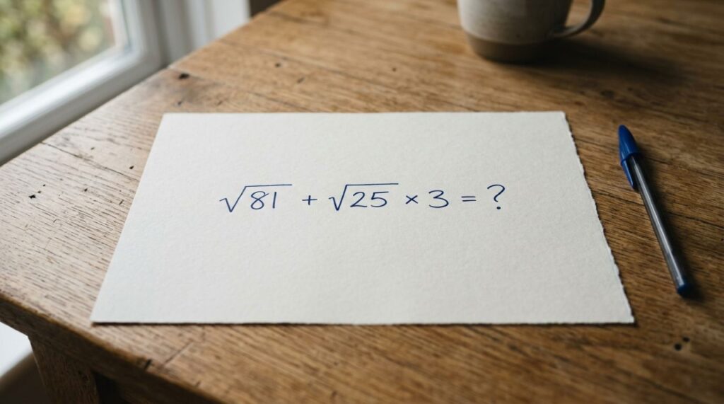 Você consegue resolver √81 + √25 × 3 sem calculadora?