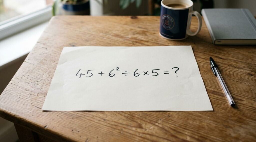 Resolva 45 + 6² ÷ 6 × 5 sem calculadora e teste sua atenção