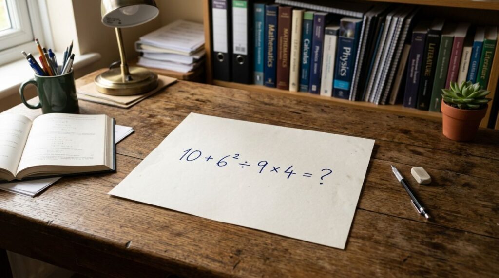 Resolva 10 + 6² ÷ 9 × 4 e prove que ainda lembra como lidar com potências