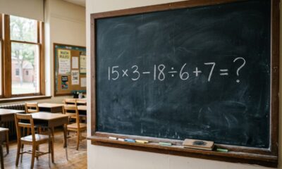 Resolva 15 × 3 − 18 ÷ 6 + 7 e prove que sua memória escolar continua afiada
