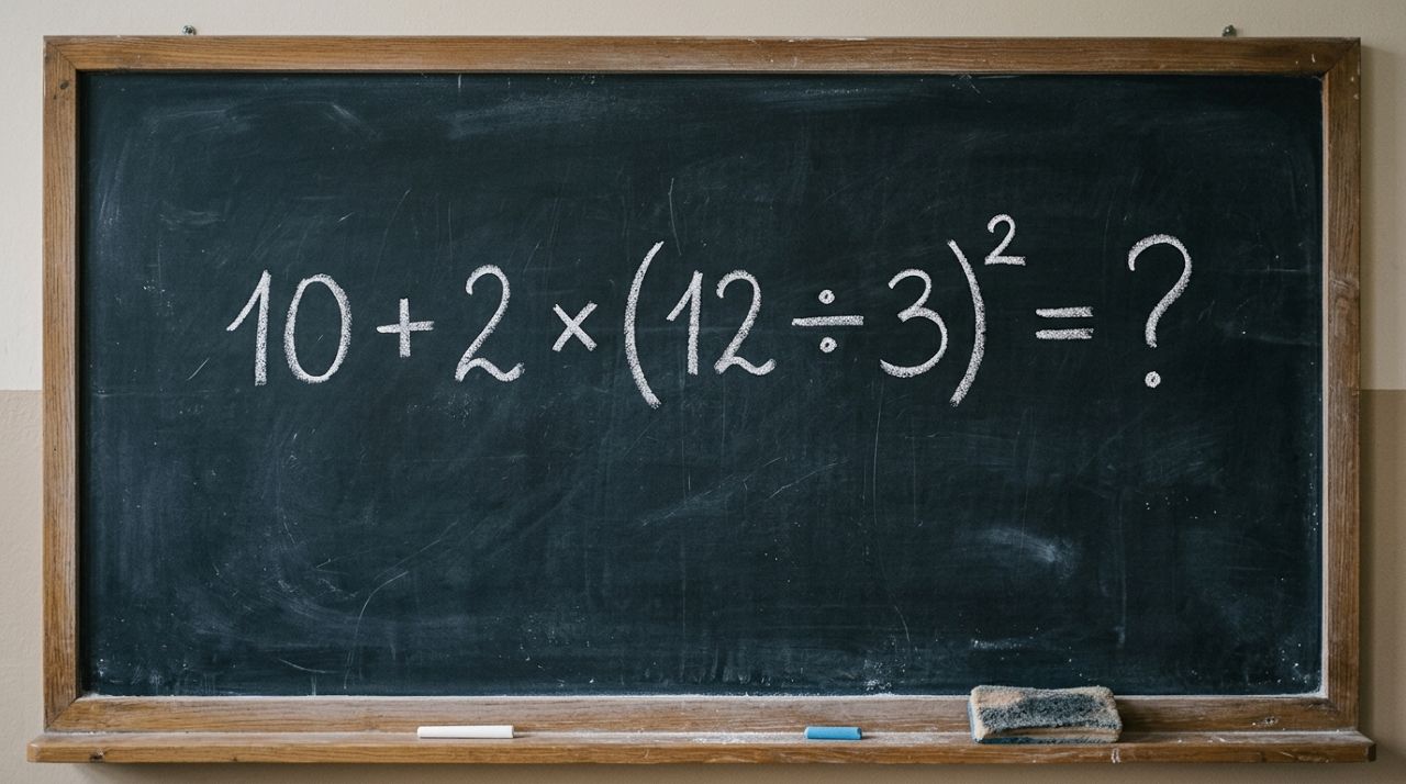 Desafio matemático: você consegue resolver 10 + 2 × (12 ÷ 3)² sem calculadora?