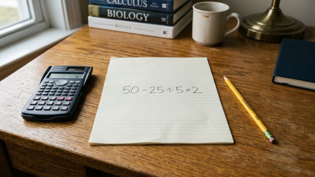Só 1 em cada 8 consegue resolver 50 - 25 ÷ 5 × 2 de cabeça sem cair na pegadinha