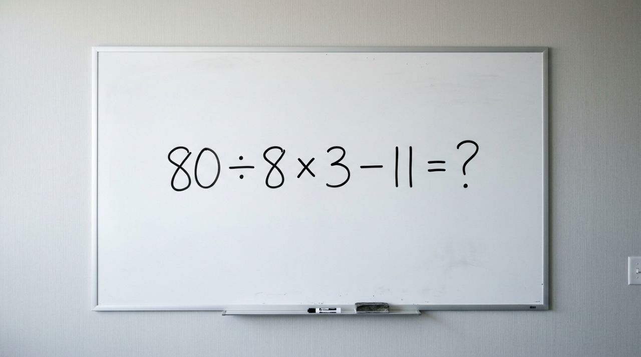 Parece conta de criança, mas muita gente responde errado: 80 ÷ 8 × 3 − 11