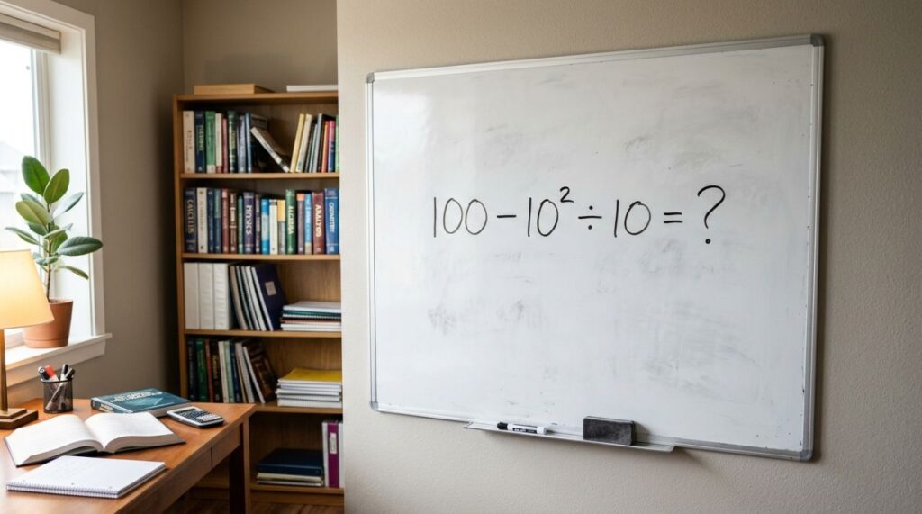 O desafio matemático que parece óbvio até você começar a calcular: 100 − 10² ÷ 10