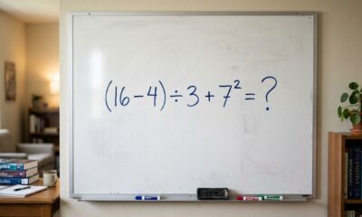 Parece conta de escola, mas muita gente trava na resposta: (16 − 4) ÷ 3 + 7²