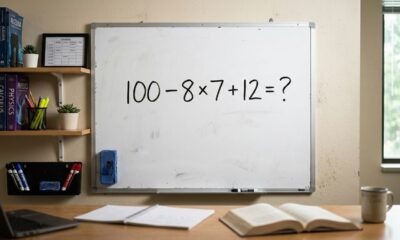 Desafie sua memória de matemática e responda quanto dá 100 − 8 × 7 + 12?