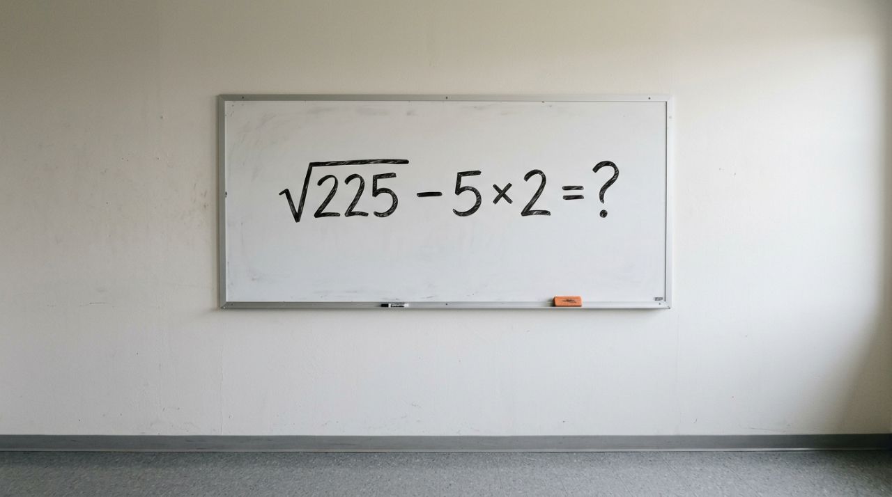 Parece impossível de cabeça, mas dá para resolver rápido: √225 − 5 × 2