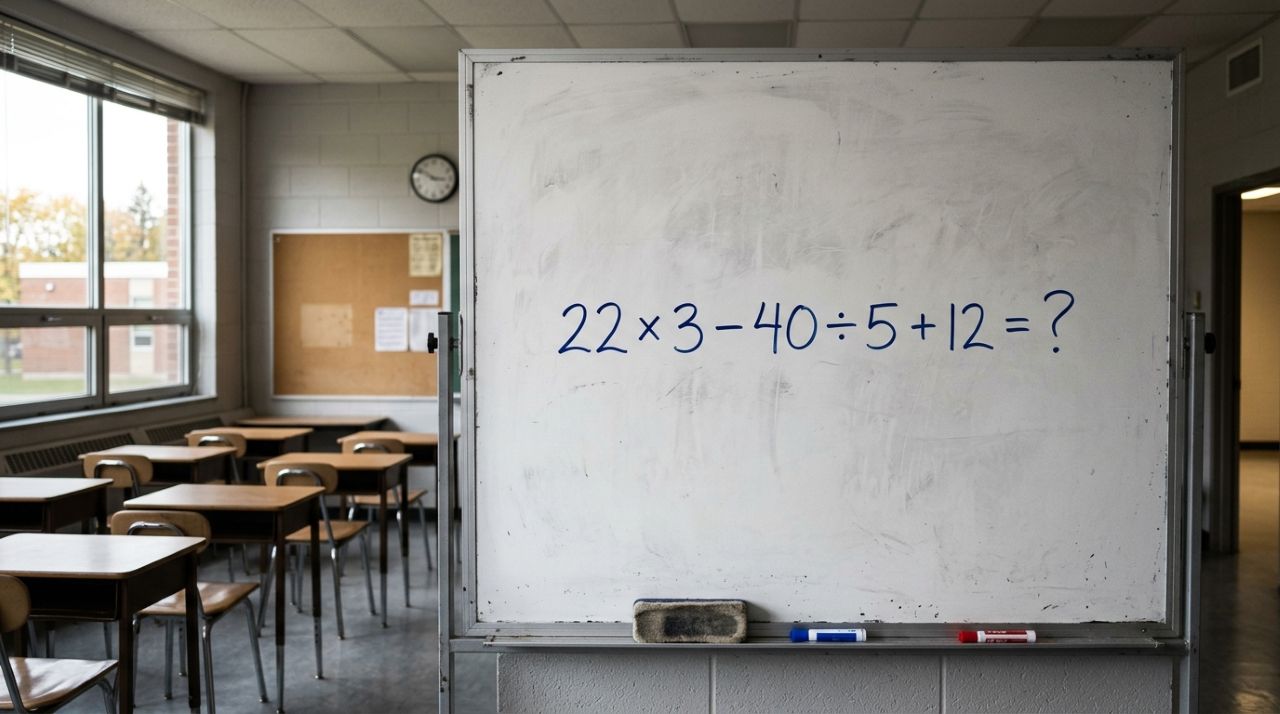 Apenas quem presta atenção aos sinais consegue resolver de primeira a expressão 22 × 3 − 40 ÷ 5 + 12
