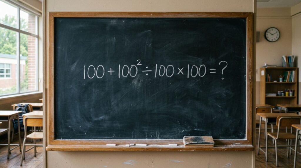 A conta 100 + 100² ÷ 100 × 100 parece coisa de escola, mas exige atenção para não errar