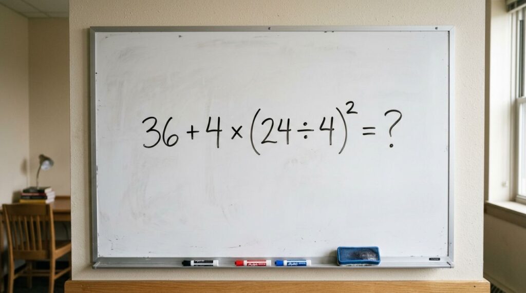 Você consegue acertar de primeira? Resolva 36 + 4 × (24 ÷ 4)² sem calculadora