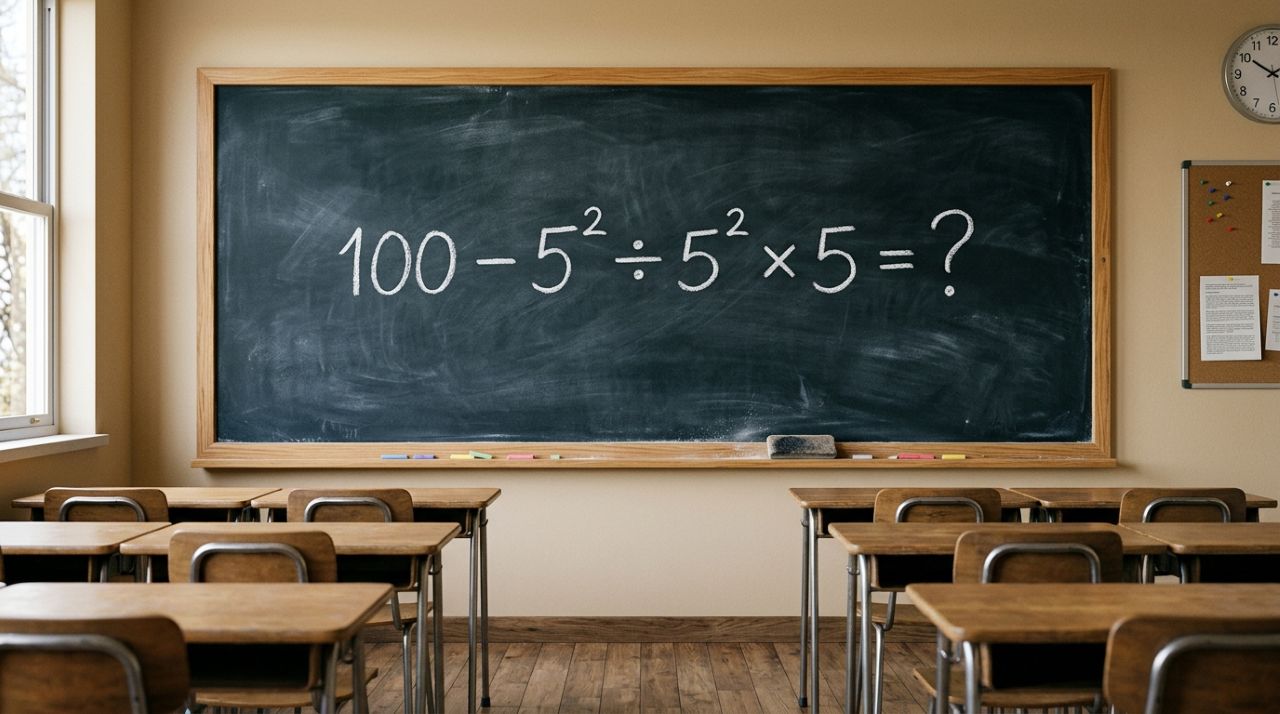 Se você resolver 100 − 5² ÷ 5² × 5 de primeira, sua atenção aos detalhes está acima da média
