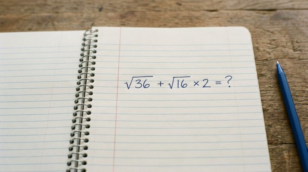 Você consegue resolver √36 + √16 × 2 sem calculadora?