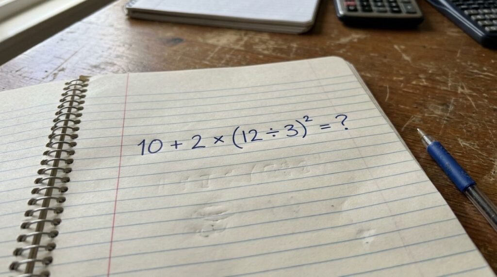 Desafio matemático: você consegue resolver 10 + 2 × (12 ÷ 3)² sem calculadora?