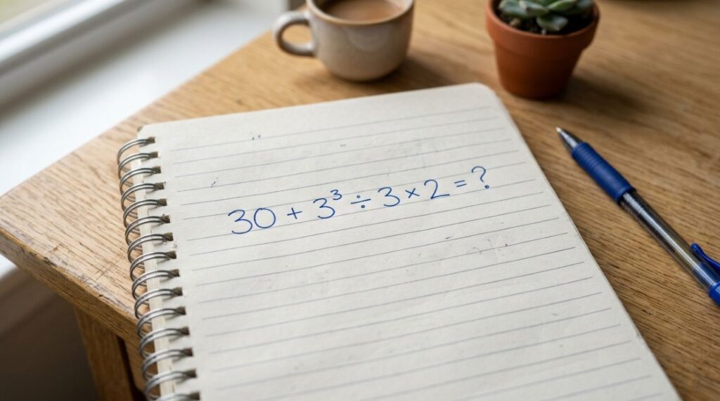 Só quem lembra da ordem das operações acerta 30 + 3³ ÷ 3 × 2 sem calculadora