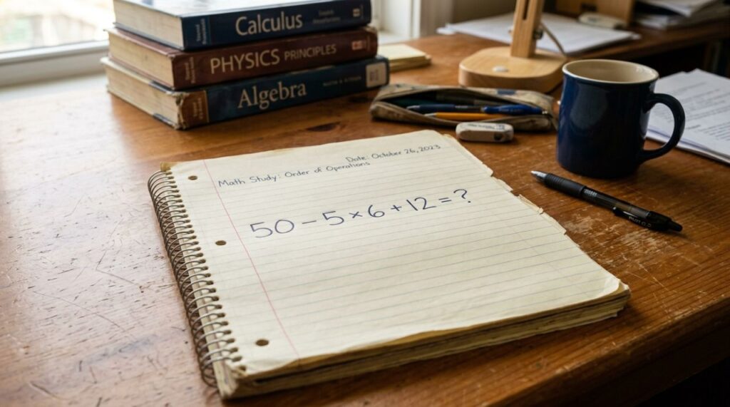 Parece uma conta simples de escola, mas muita gente erra 50 − 5 × 6 + 12