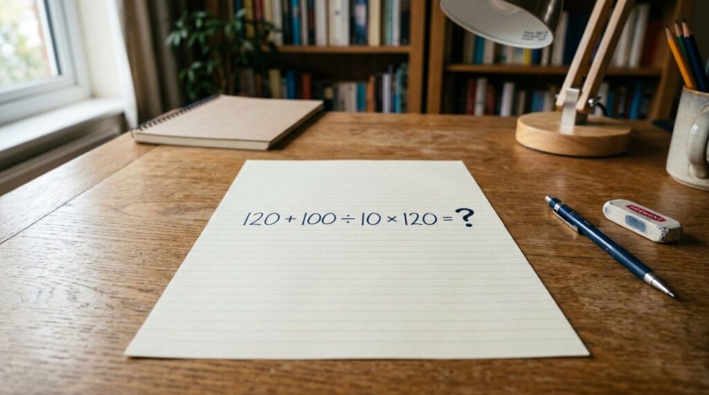 Apenas 1 em cada 5 idosos consegue acertar de primeira: quanto é 120 + 100 ÷ 10 × 120?