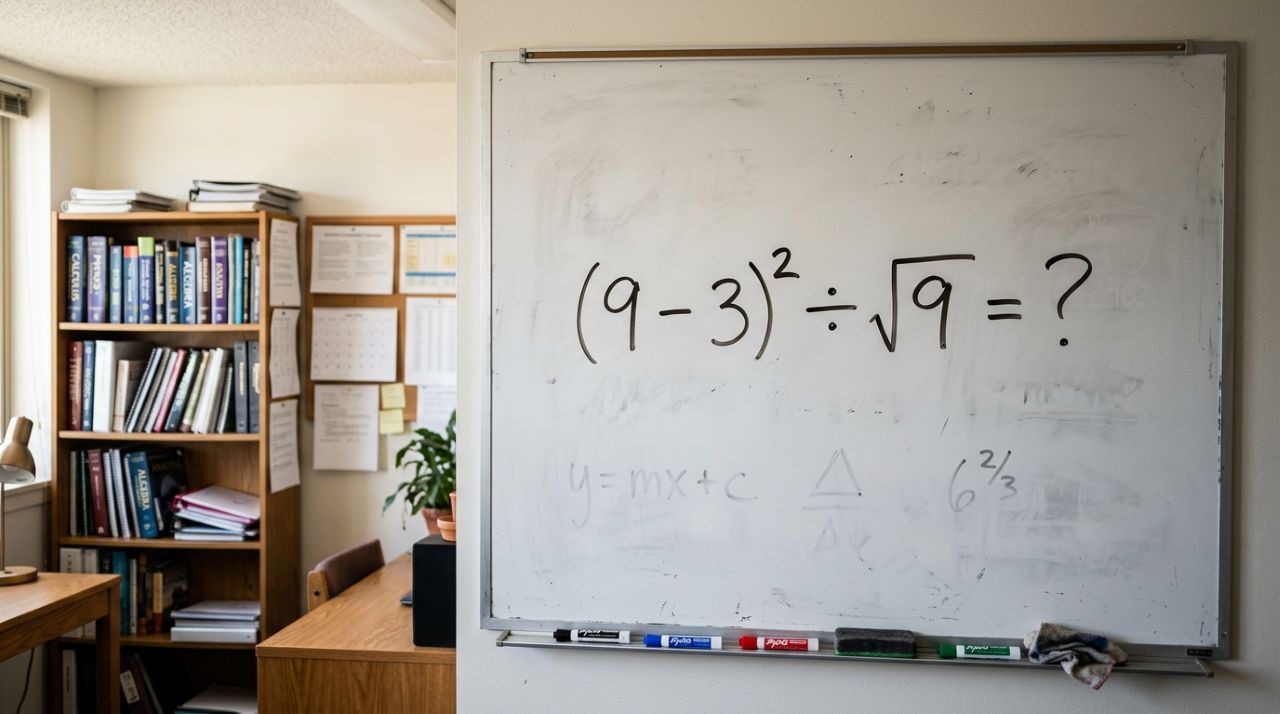 Só os mais atentos chegam ao resultado correto desta conta: (9 − 3)² ÷ √9