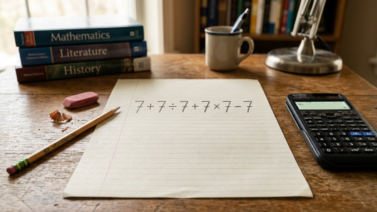 Se você acertar 7 + 7 ÷ 7 + 7 × 7 - 7 em menos de 30 segundos, seu raciocínio está acima da média