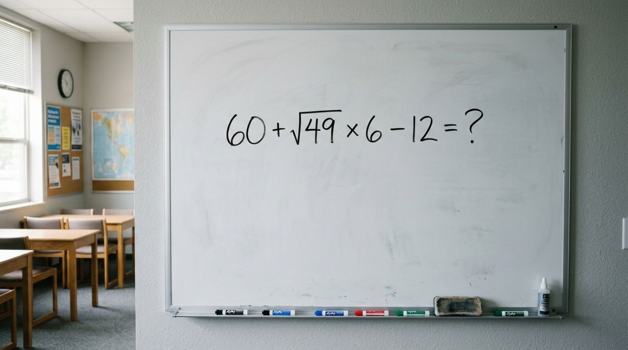 Apenas os mais atentos conseguem resolver este cálculo sem calculadora 60 + √49 × 6 − 12