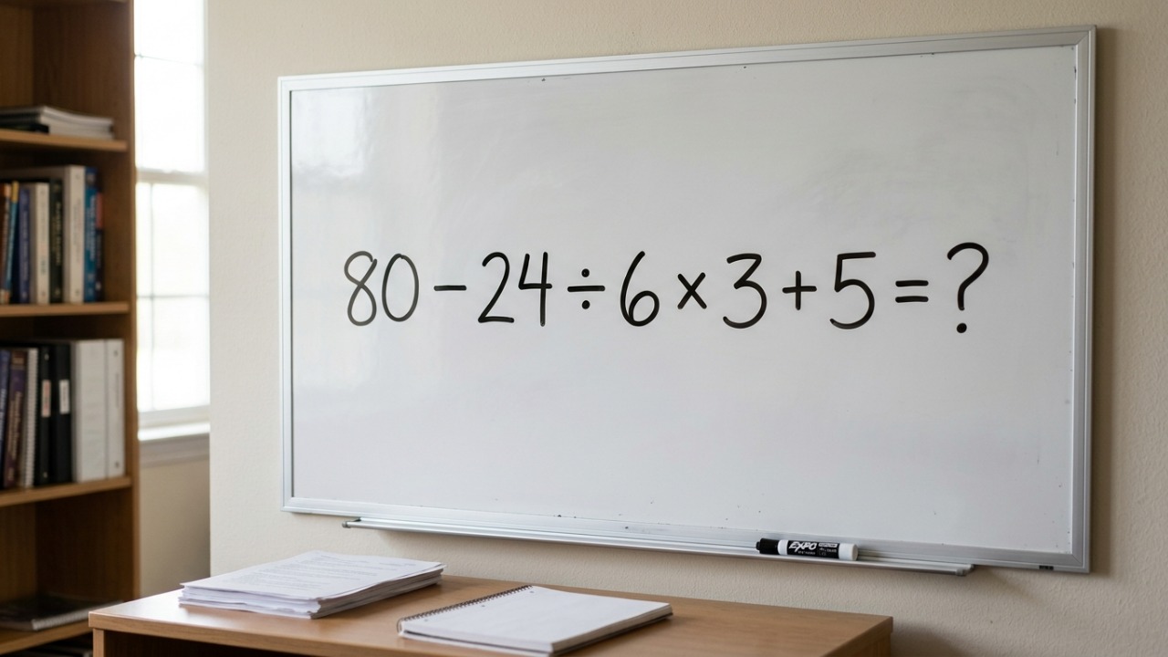 O desafio 80 - 24 ÷ 6 × 3 + 5 parece simples, mas muita gente erra de primeira