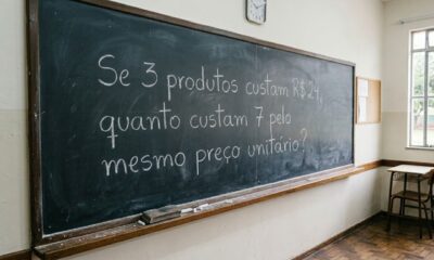 Desafio das compras: se 3 produtos custam R$ 24, quanto custam 7 pelo mesmo preço unitário?