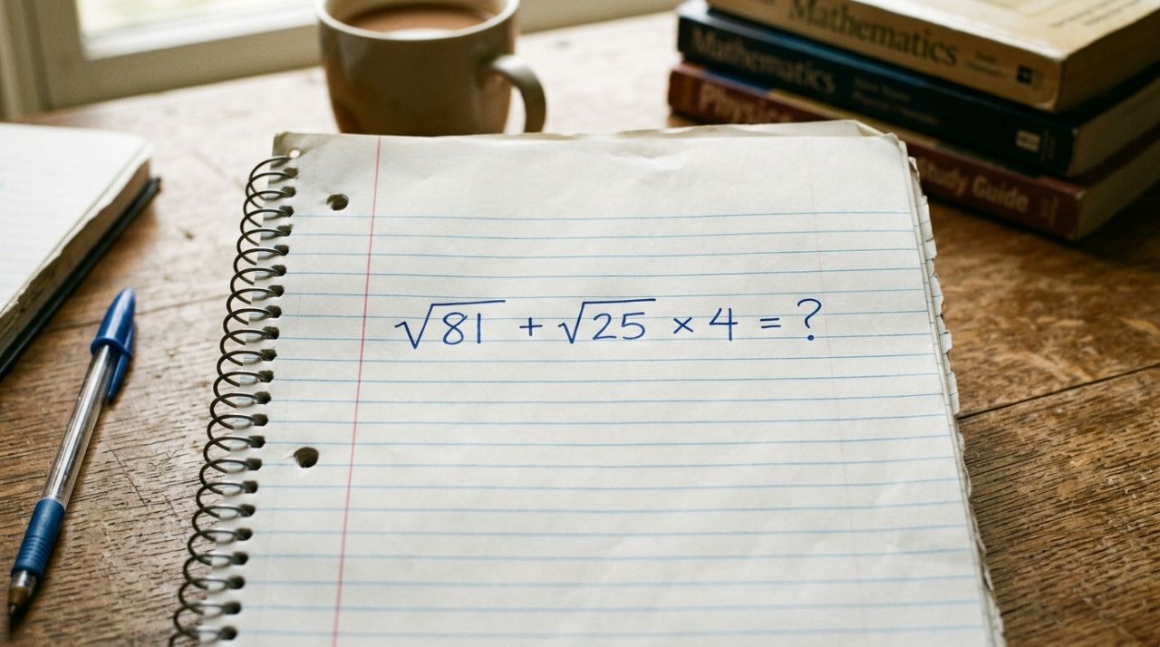 Sem calculadora: quanto é √81 + √25 × 4? O desafio de matemática que parece simples, mas pode confundir até quem é bom em matemática