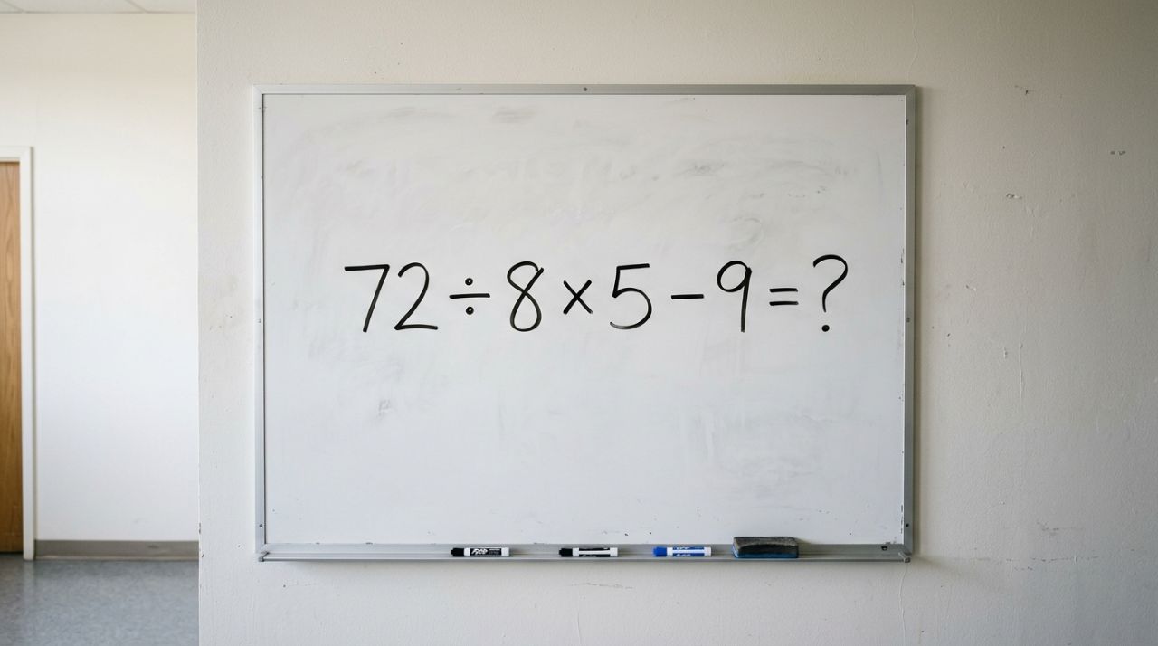 Parece uma conta de escola, mas muita gente erra: 72 ÷ 8 × 5 − 9
