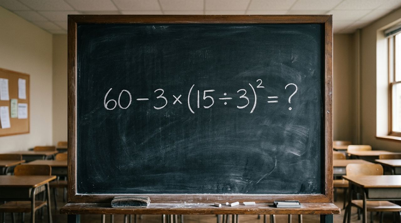 Se você resolver 60 − 3 × (15 ÷ 3)² de primeira, sua memória matemática está melhor que a de muita gente